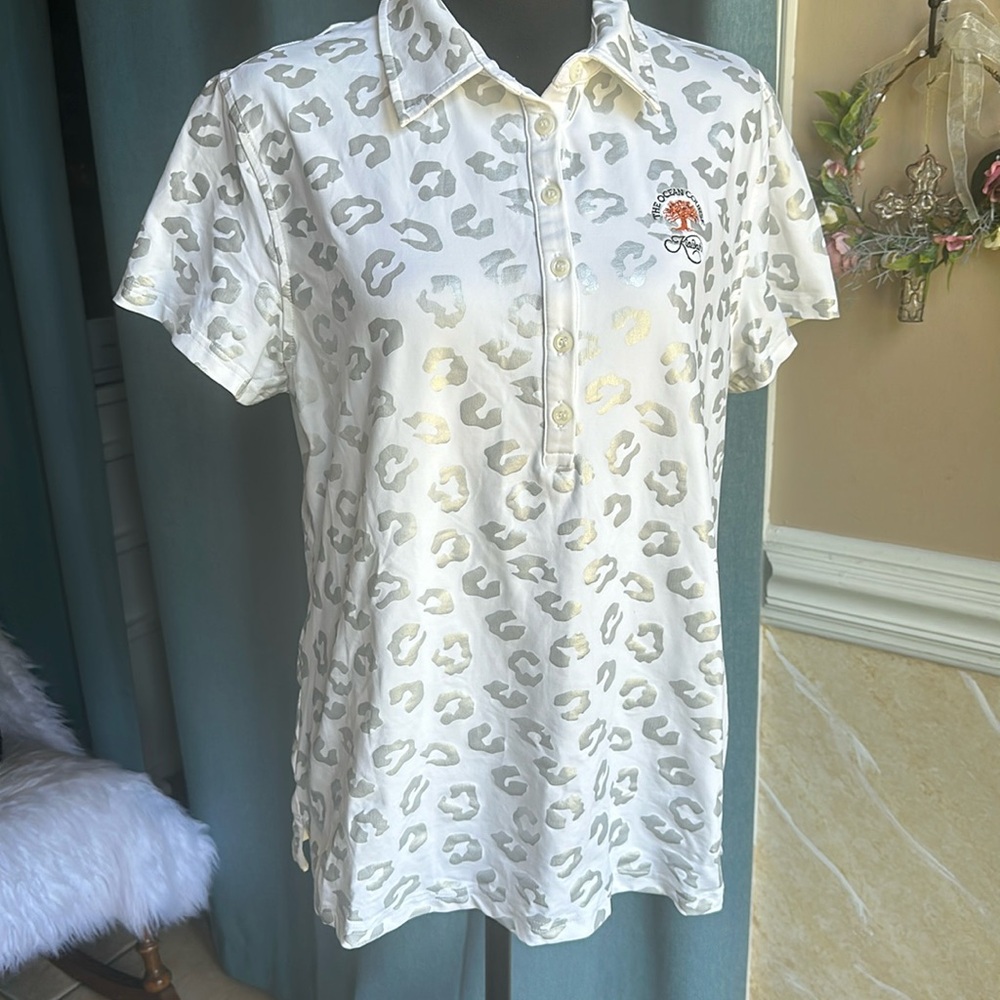 The Ocean Course Kiawah Lds. Leopard Print Golf Shirt XL